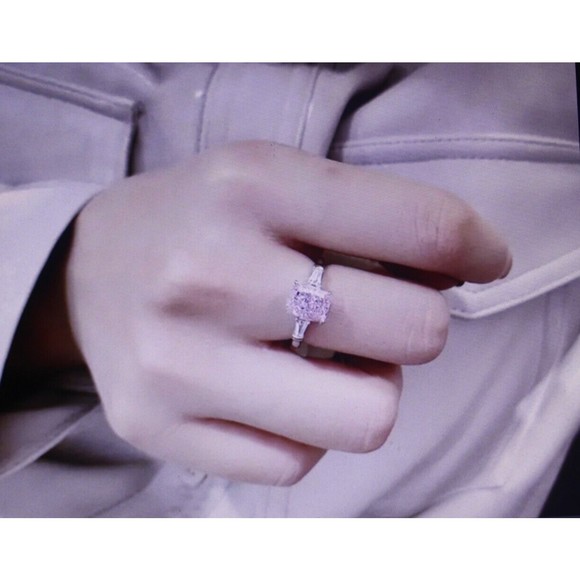 Pink Zirconia Statement Ring Sz 8 Silver Beauty Fashion Jewelry Gift NWT - Picture 5 of 7